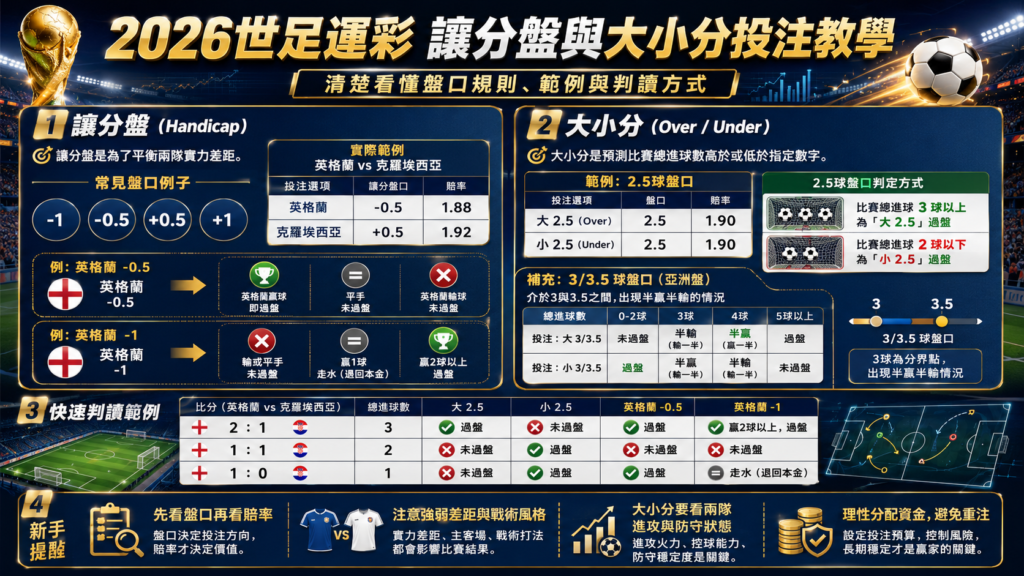 2026世足運彩讓分盤與大小分投注教學圖